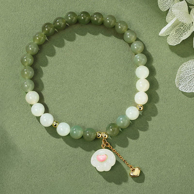 Buddha Stones Natural Hetian Jade Heart Cat Paw Design Abundance Bracelet - image 2