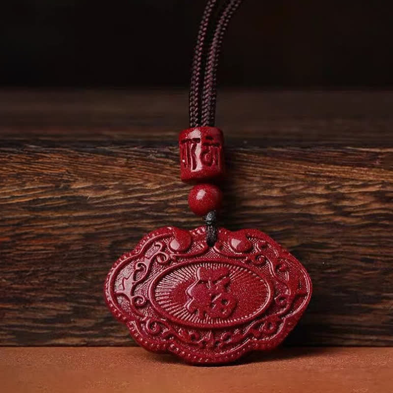 Buddha Stones Cinnabar Fu Character Ruyi Lock Rope Luck Necklace - image 7