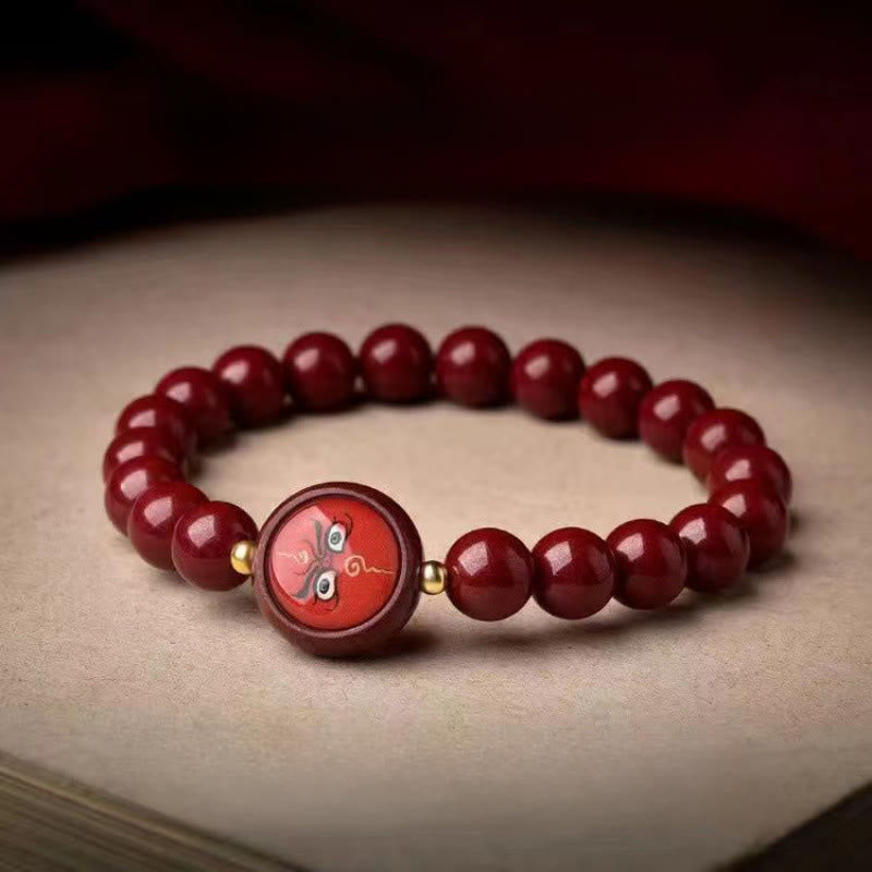 Buddha Stones Natural Cinnabar Five Directions Gods Of Wealth Blessing Bracelet - 8mm Red Jambhala(Wrist Circumference 15-16cm) - Cinnabar - image 11