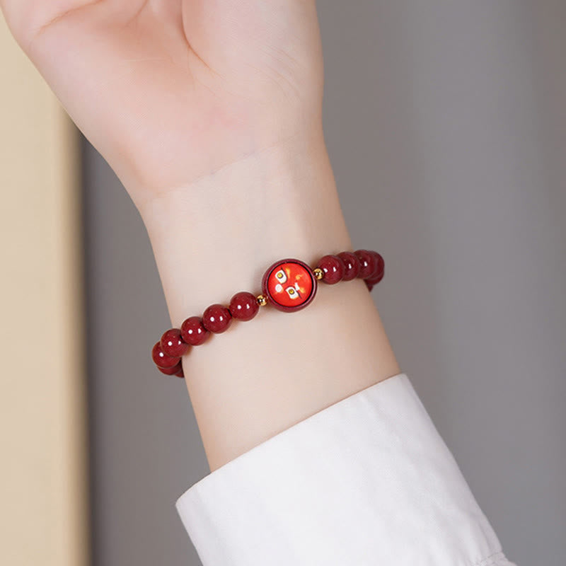 Buddha Stones Natural Cinnabar Five Directions Gods Of Wealth Blessing Bracelet - image 13