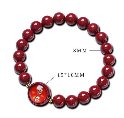 Buddha Stones Natural Cinnabar Five Directions Gods Of Wealth Blessing Bracelet - image 14