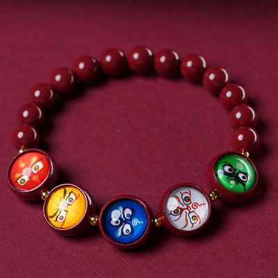 Buddha Stones Natural Cinnabar Five Directions Gods Of Wealth Blessing Bracelet - image 17