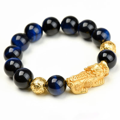 Buddha Stones Natural Tiger Eye Pixiu Fu Character Om Mani Padme Hum Bead Courage Bracelet - image 20