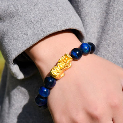 Buddha Stones Natural Tiger Eye Pixiu Fu Character Om Mani Padme Hum Bead Courage Bracelet - image 27