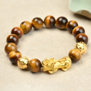 Foviel Natural Tiger Eye Pixiu Fu Character Om Mani Padme Hum Bead Courage Bracelet