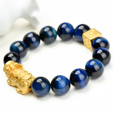 Buddha Stones Natural Tiger Eye Pixiu Fu Character Om Mani Padme Hum Bead Courage Bracelet - image 24