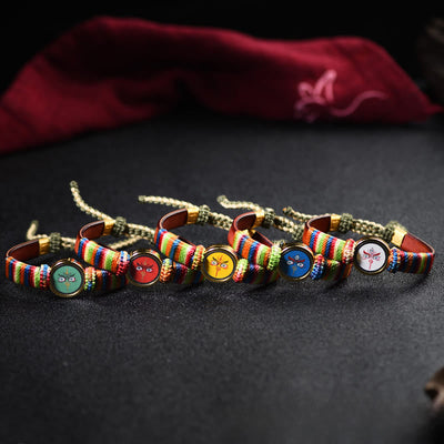 Buddha Stones Tibetan Five Directions Gods Of Wealth Buddha Eye Blessing Bracelet - image 0