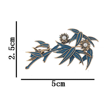 Buddha Stones Cloisonné Enamel Blue Bamboo Elegant Brooch - image 5