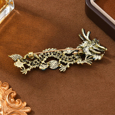 Buddha Stones Blue Dragon Red Turquoise Luck Brooch - image 4