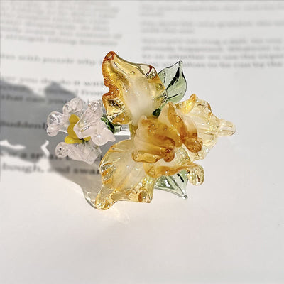 Buddha Stones Liuli Iris Flower Wisdom Ring - Yellow(17mm)(Color Shape and Size May vary) - image 4