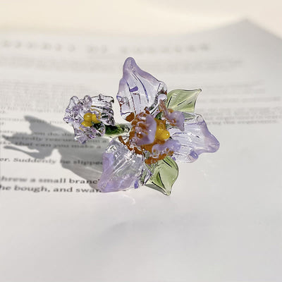 Buddha Stones Liuli Iris Flower Wisdom Ring - Purple(17mm)(Color Shape and Size May vary) - image 7