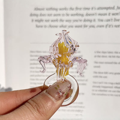 Buddha Stones Liuli Iris Flower Wisdom Ring - Translucent Pink(17mm)(Color Shape and Size May vary) - image 8