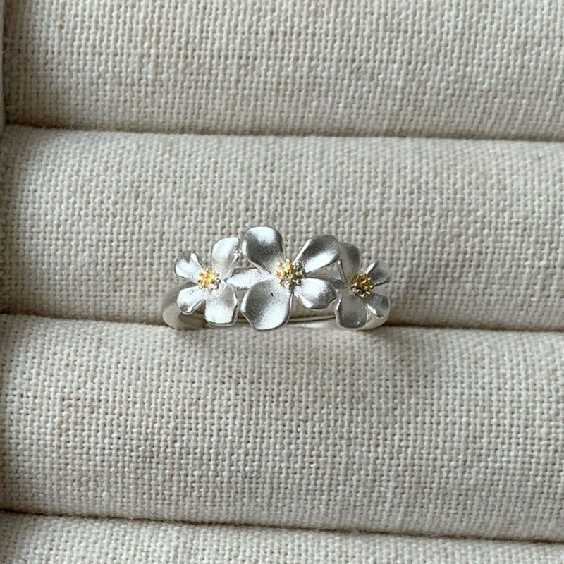 Buddha Stones 925 Sterling Silver Gardenia Design Protection Adjustable Ring - 925 Sterling Silver(Adjustable) - image 0