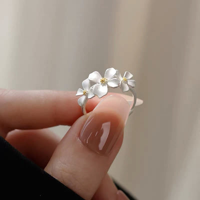 Buddha Stones 925 Sterling Silver Gardenia Design Protection Adjustable Ring - image 2