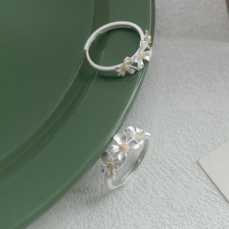 Buddha Stones 925 Sterling Silver Gardenia Design Protection Adjustable Ring - image 3