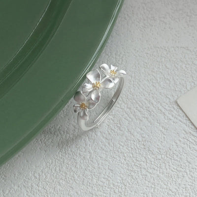 Buddha Stones 925 Sterling Silver Gardenia Design Protection Adjustable Ring - image 1