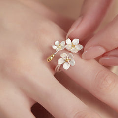Buddha Stones 925 Sterling Silver Iris Flower Design Protection Adjustable Ring - Large Flower - Adjustable - image 0