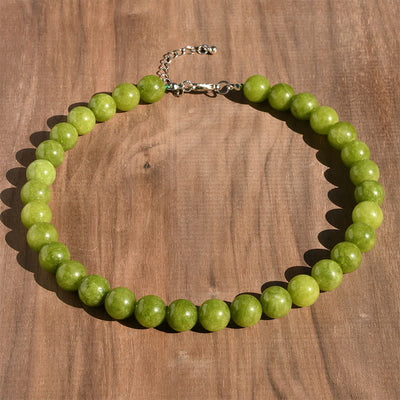 Buddha Stones 12mm Natural Crystal Aquamarine Tourmaline Bead Healing Necklace - Natural Peridot(Color May Vary) - image 11