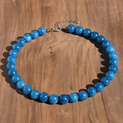 Buddha Stones 12mm Natural Crystal Aquamarine Tourmaline Bead Healing Necklace - Natural Apatite(Color May Vary) - image 15