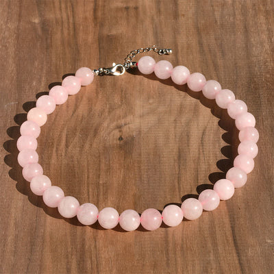 Buddha Stones 12mm Natural Crystal Aquamarine Tourmaline Bead Healing Necklace - Natural Rose Quartz(Color May Vary) - image 8
