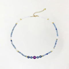 Buddha Stones Natural Blue Aventurine White Jade Bead Calm Necklace - Natural Blue Aventurine(Color May Vary) - image 0