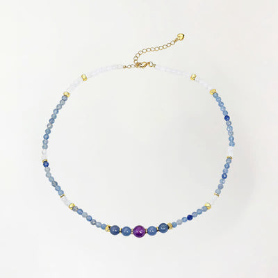 Buddha Stones Natural Blue Aventurine White Jade Bead Calm Necklace - Natural Blue Aventurine(Color May Vary) - image 0