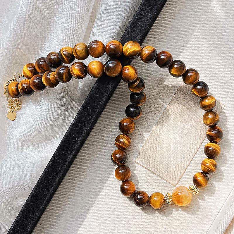 Buddha Stones Natural Tiger Eye Citrine Bead Courage Necklace - image 4