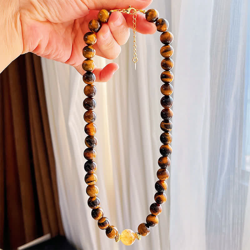 Buddha Stones Natural Tiger Eye Citrine Bead Courage Necklace - image 6