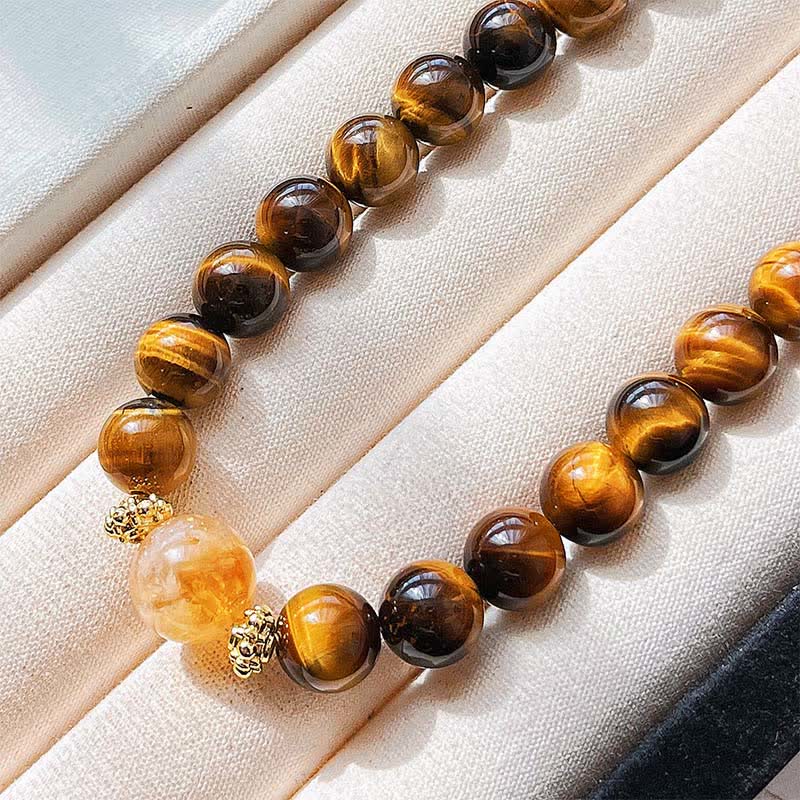 Buddha Stones Natural Tiger Eye Citrine Bead Courage Necklace - image 9