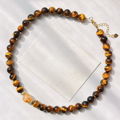 Buddha Stones Natural Tiger Eye Citrine Bead Courage Necklace - Natural Tiger Eye(Color May Vary) - image 0