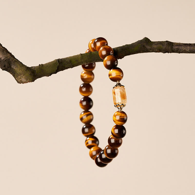 Buddha Stones Tiger Eye Citrine Bead Strength Bracelet - image 9
