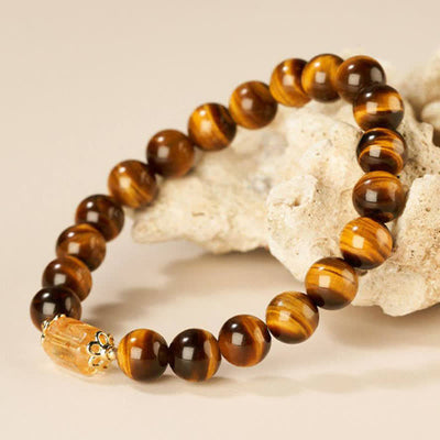 Buddha Stones Tiger Eye Citrine Bead Strength Bracelet - image 3