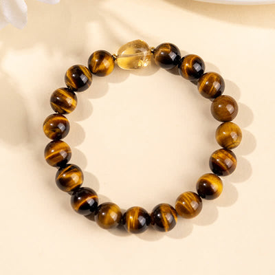 Buddha Stones 10mm Natural Tiger Eye Citrine Bead Courage Bracelet - image 3