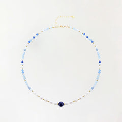 Buddha Stones Natural Blue Aventurine Lapis Lazuli Pearl Bead Concentration Necklace - Natural Blue Aventurine(Color May Vary) - image 0