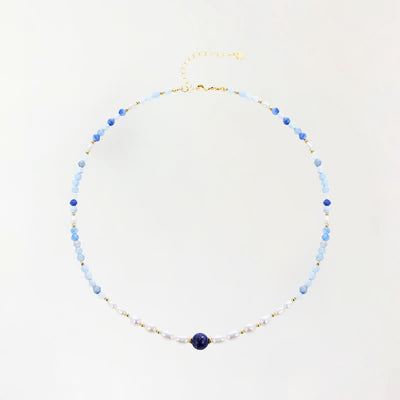Buddha Stones Natural Blue Aventurine Lapis Lazuli Pearl Bead Concentration Necklace - Natural Blue Aventurine(Color May Vary) - image 0