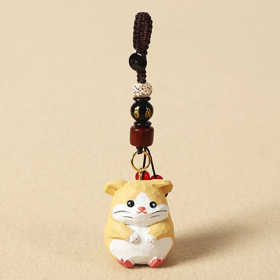 Buddha Stones Chinese Zodiac Linden Wood Engraved Plum Blossom Peace Safe Om Mani Padme Hum Positive Key Chain - Rat 4cm(Color Shape and Size May vary) - Om Mani Padme Hum - image 7