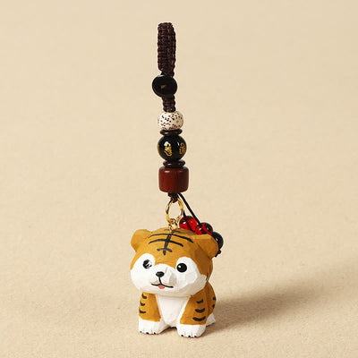 Buddha Stones Chinese Zodiac Linden Wood Engraved Plum Blossom Peace Safe Om Mani Padme Hum Positive Key Chain - Tiger 4cm(Color Shape and Size May vary) - Om Mani Padme Hum - image 13