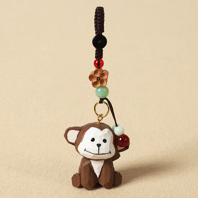 Buddha Stones Chinese Zodiac Linden Wood Engraved Plum Blossom Peace Safe Om Mani Padme Hum Positive Key Chain - Monkey 4cm(Color Shape and Size May vary) - Plum Blossom - image 30
