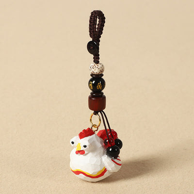 Buddha Stones Chinese Zodiac Linden Wood Engraved Plum Blossom Peace Safe Om Mani Padme Hum Positive Key Chain - Rooster 4cm(Color Shape and Size May vary) - Om Mani Padme Hum - image 32