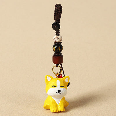 Buddha Stones Chinese Zodiac Linden Wood Engraved Plum Blossom Peace Safe Om Mani Padme Hum Positive Key Chain - Dog 4cm(Color Shape and Size May vary) - Om Mani Padme Hum - image 35