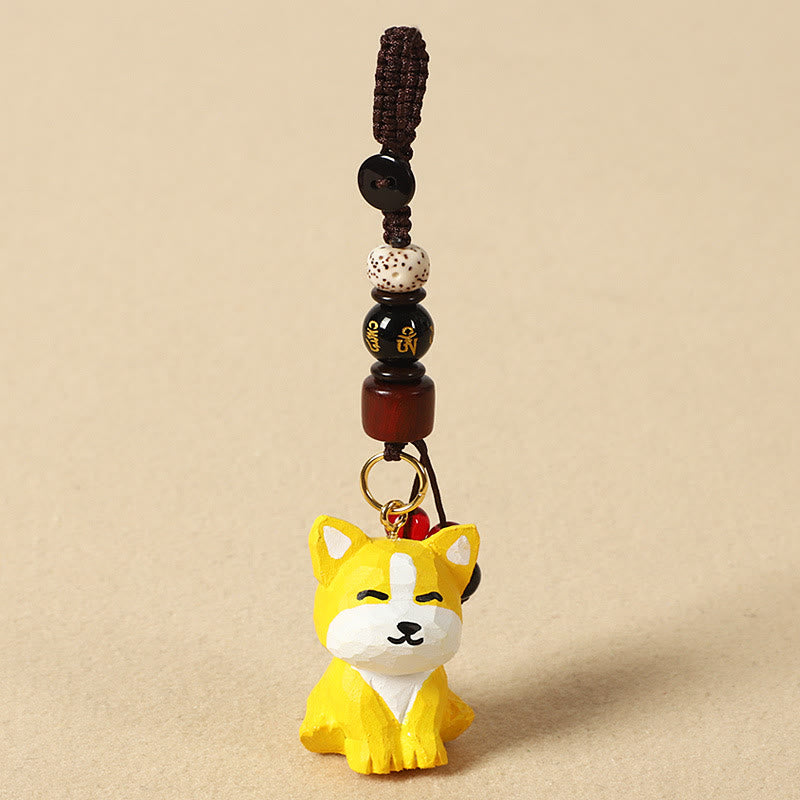 Buddha Stones Chinese Zodiac Linden Wood Engraved Plum Blossom Peace Safe Om Mani Padme Hum Positive Key Chain - Dog 4cm(Color Shape and Size May vary) - Om Mani Padme Hum - image 35