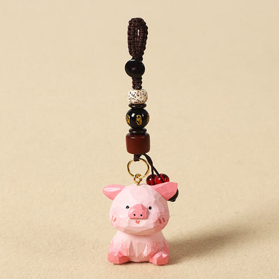 Buddha Stones Chinese Zodiac Linden Wood Engraved Plum Blossom Peace Safe Om Mani Padme Hum Positive Key Chain - Pig 4cm(Color Shape and Size May vary) - Om Mani Padme Hum - image 38