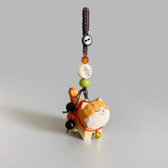 FREE Today: Purity and Focus Orange Tabby Cat Linden Wood Peach Wood Peace Safe Plum Blossom Om Mani Padme Hum Purity Key Chain - Peace & Safe - image 0