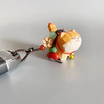 FREE Today: Purity and Focus Orange Tabby Cat Linden Wood Peach Wood Peace Safe Plum Blossom Om Mani Padme Hum Purity Key Chain - image 5