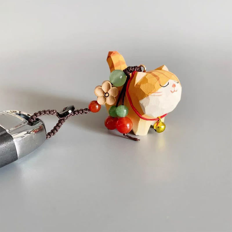 FREE Today: Purity and Focus Orange Tabby Cat Linden Wood Peach Wood Peace Safe Plum Blossom Om Mani Padme Hum Purity Key Chain - image 5