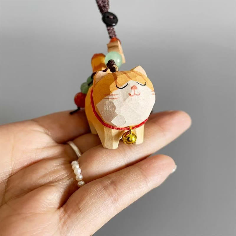 FREE Today: Purity and Focus Orange Tabby Cat Linden Wood Peach Wood Peace Safe Plum Blossom Om Mani Padme Hum Purity Key Chain - image 7