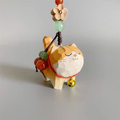 FREE Today: Purity and Focus Orange Tabby Cat Linden Wood Peach Wood Peace Safe Plum Blossom Om Mani Padme Hum Purity Key Chain - image 4