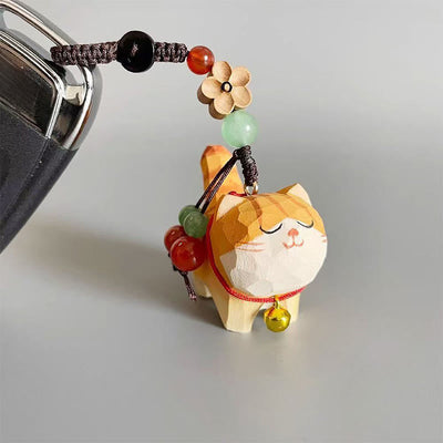 FREE Today: Purity and Focus Orange Tabby Cat Linden Wood Peach Wood Peace Safe Plum Blossom Om Mani Padme Hum Purity Key Chain - image 6