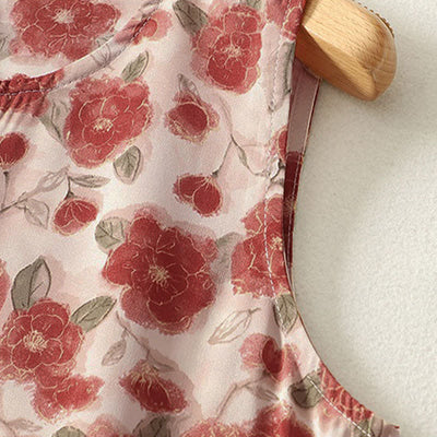 Buddha Stones Summer Floral Print Chiffon Women's Summer Sleeveless Dress With Pockets - image 4