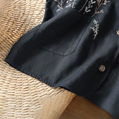 Buddha Stones Summer Embroidery Floral Women's Sleeveless Shirts With Pockets - image 13